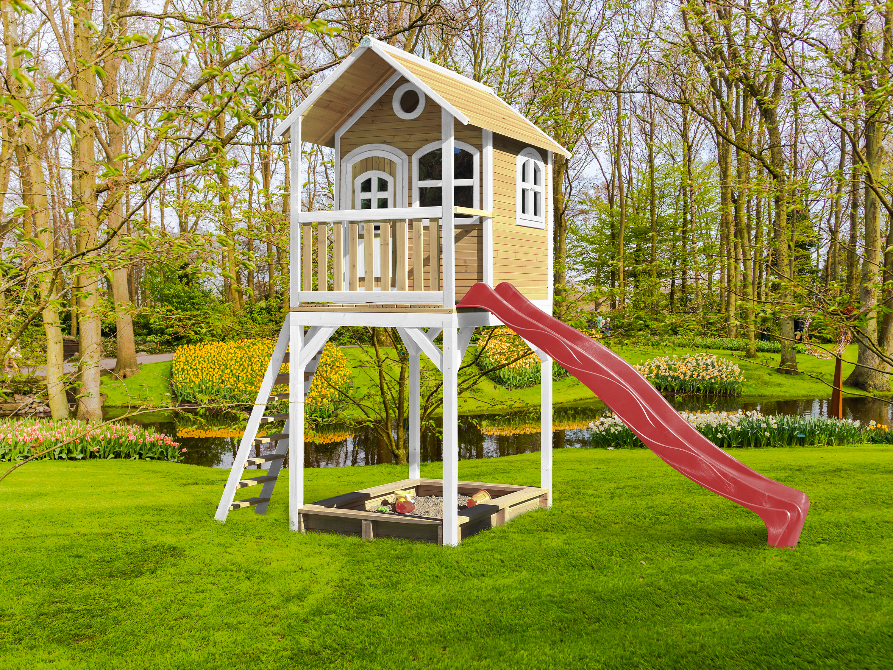 AXI Romy Playhouse Brown/White - Red Slide