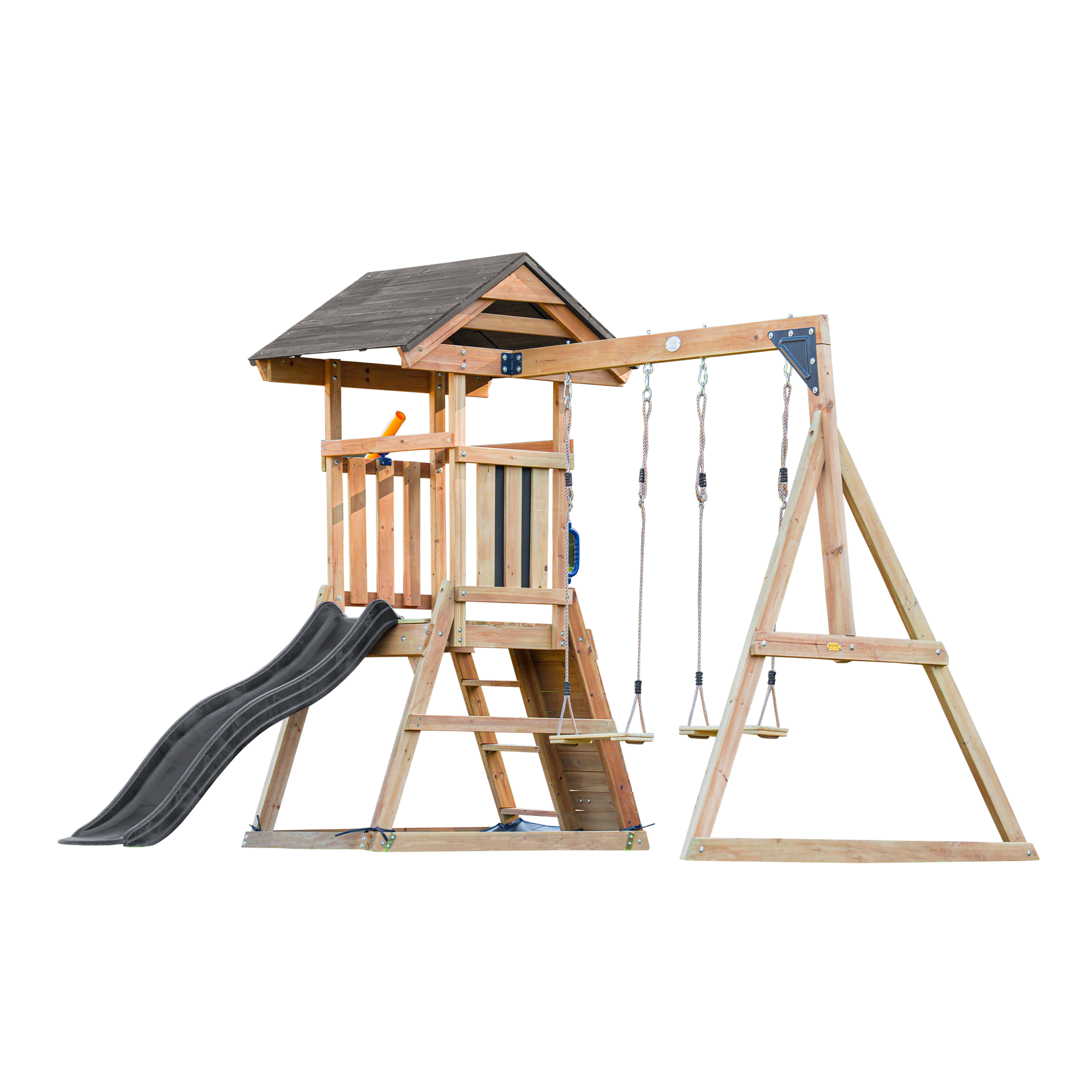 AXI Mia Climbing Frame with Double Swing Set – Grey Slide