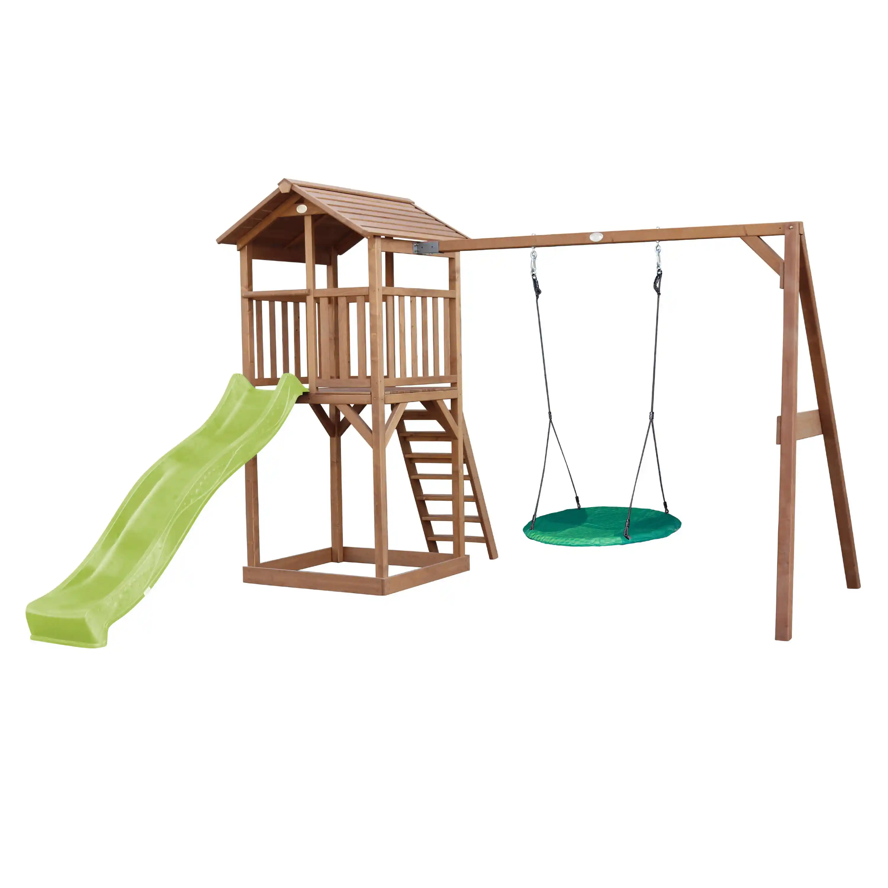 AXI Beach Tower with Summer Nest Swing Set Brown - Lime Green Slide