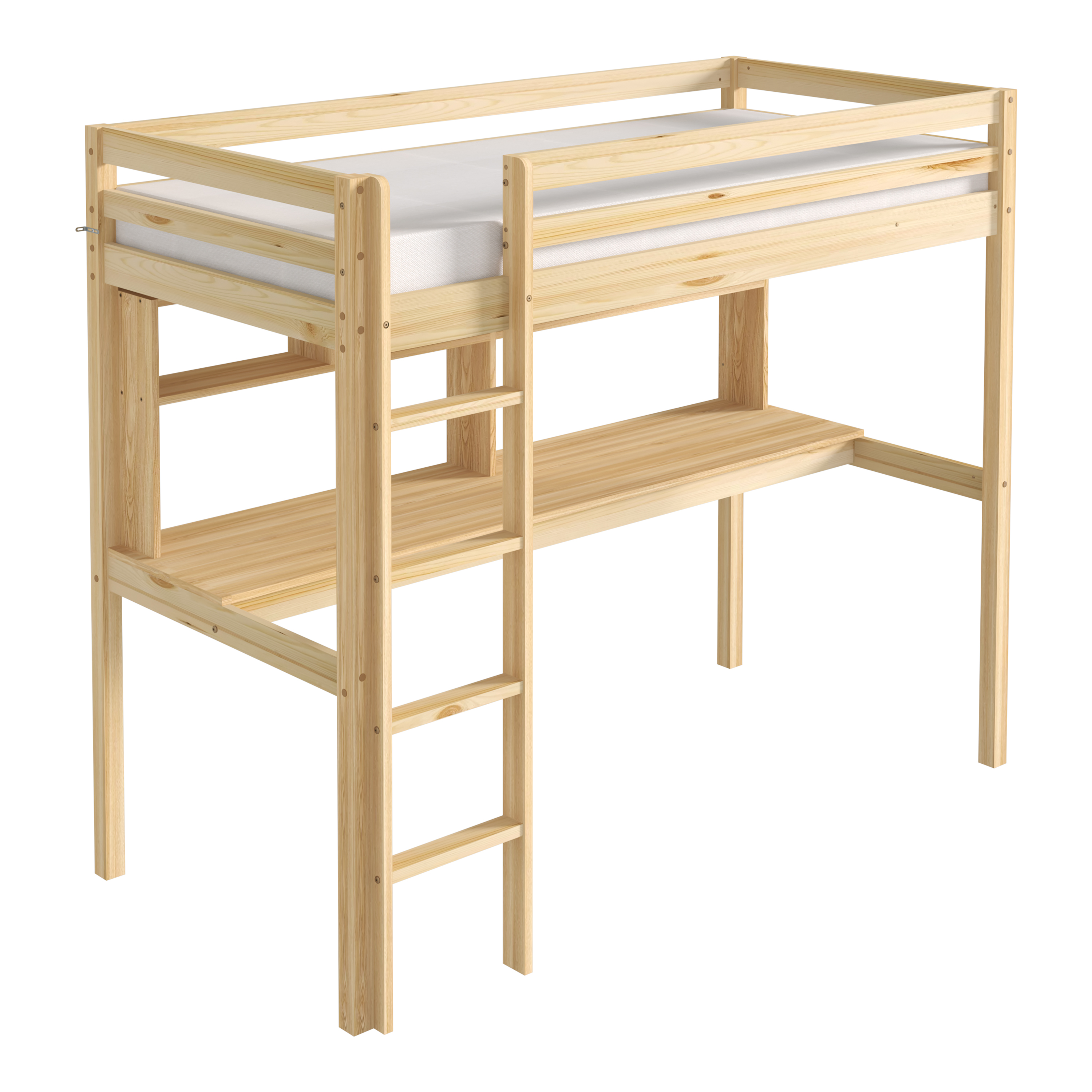 Sunny Sil Loft Bed with Desk Natural – With Mattress