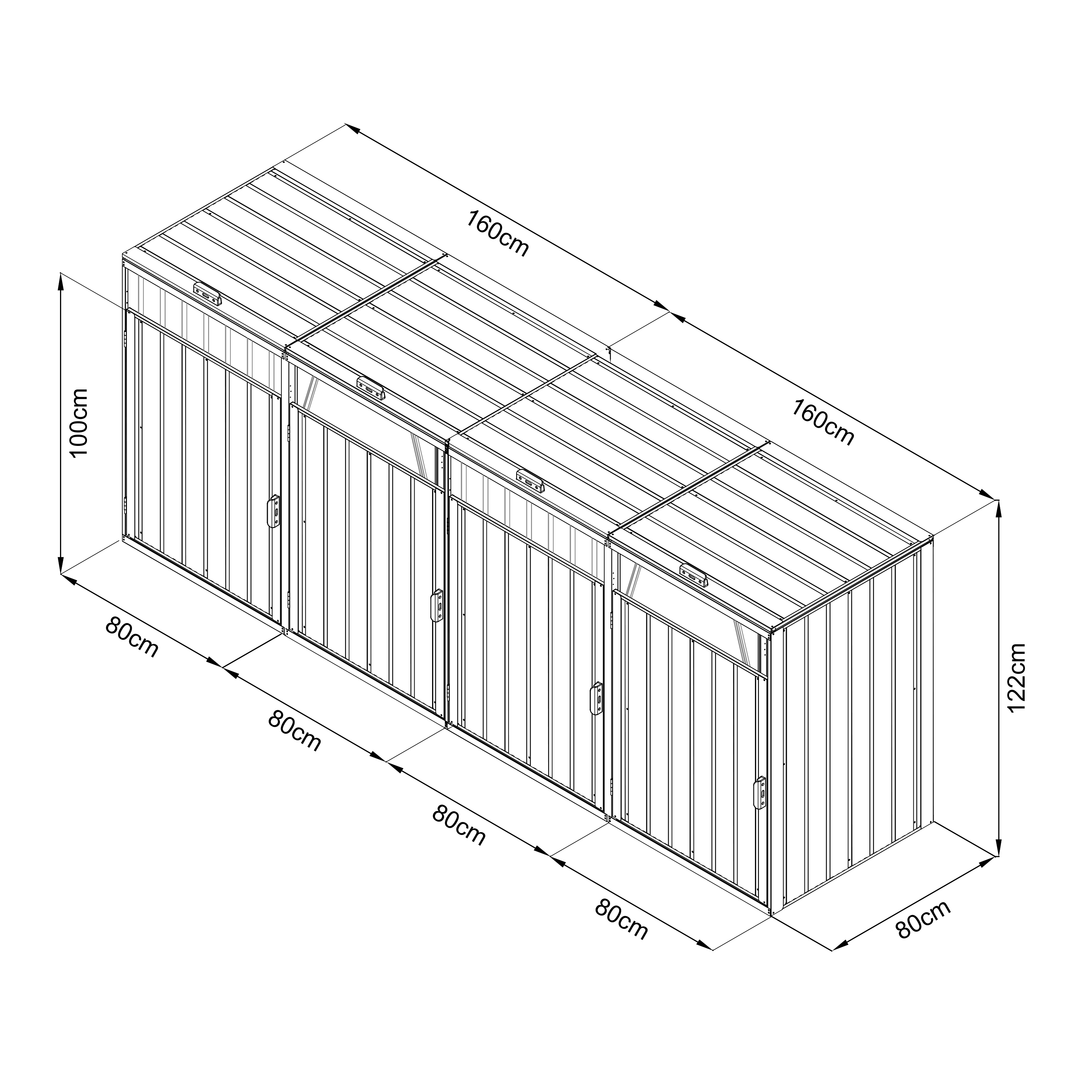 AXI Owen Metal Garbage Bin Shed Anthracite - 4 Garbage Bins