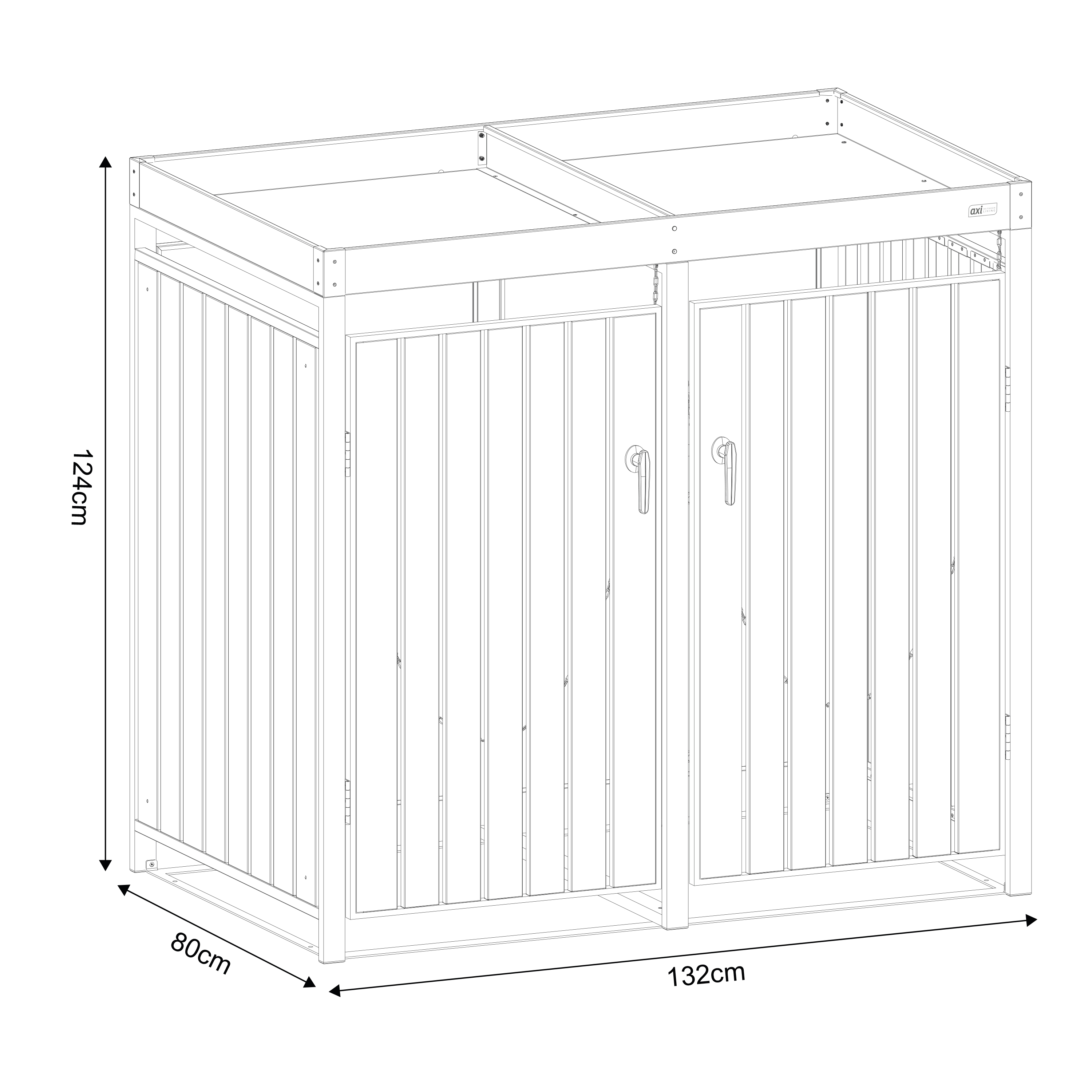 AXI Leon Metal Garbage Bin Shed with Planter - 3 Garbage Bins