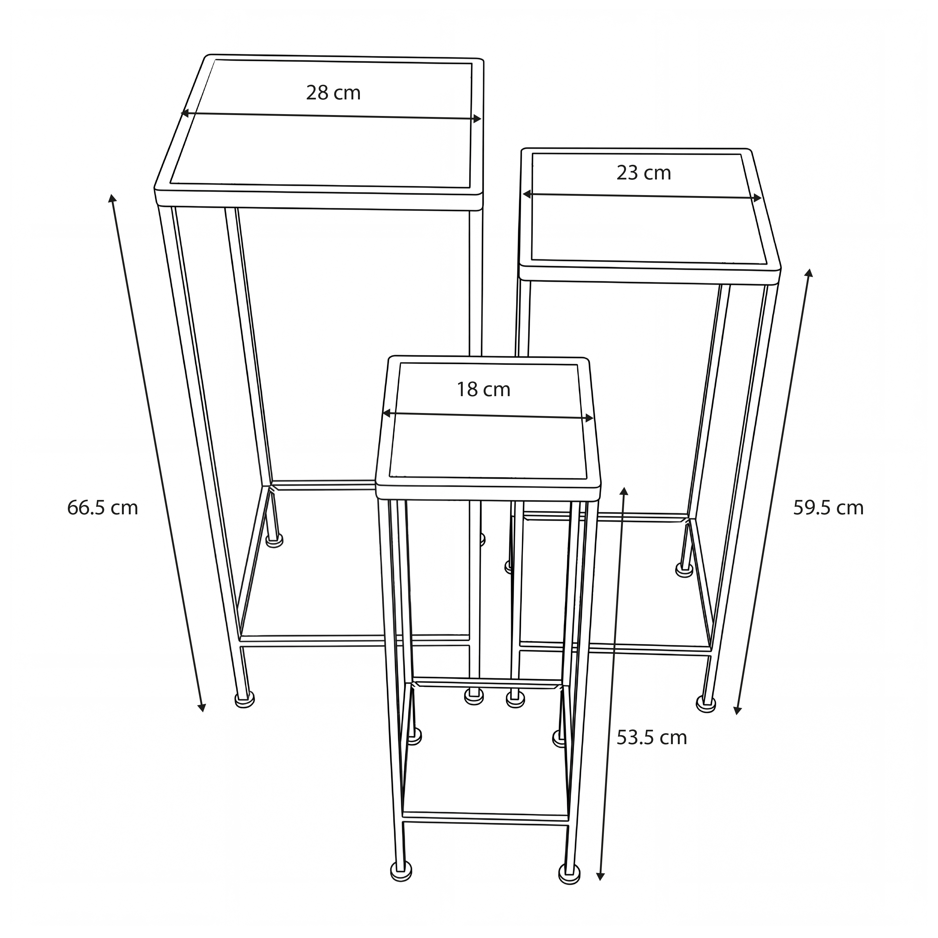AXI Eline Mosaic Plant Table Square Star – Grey/Brown – Set of 3