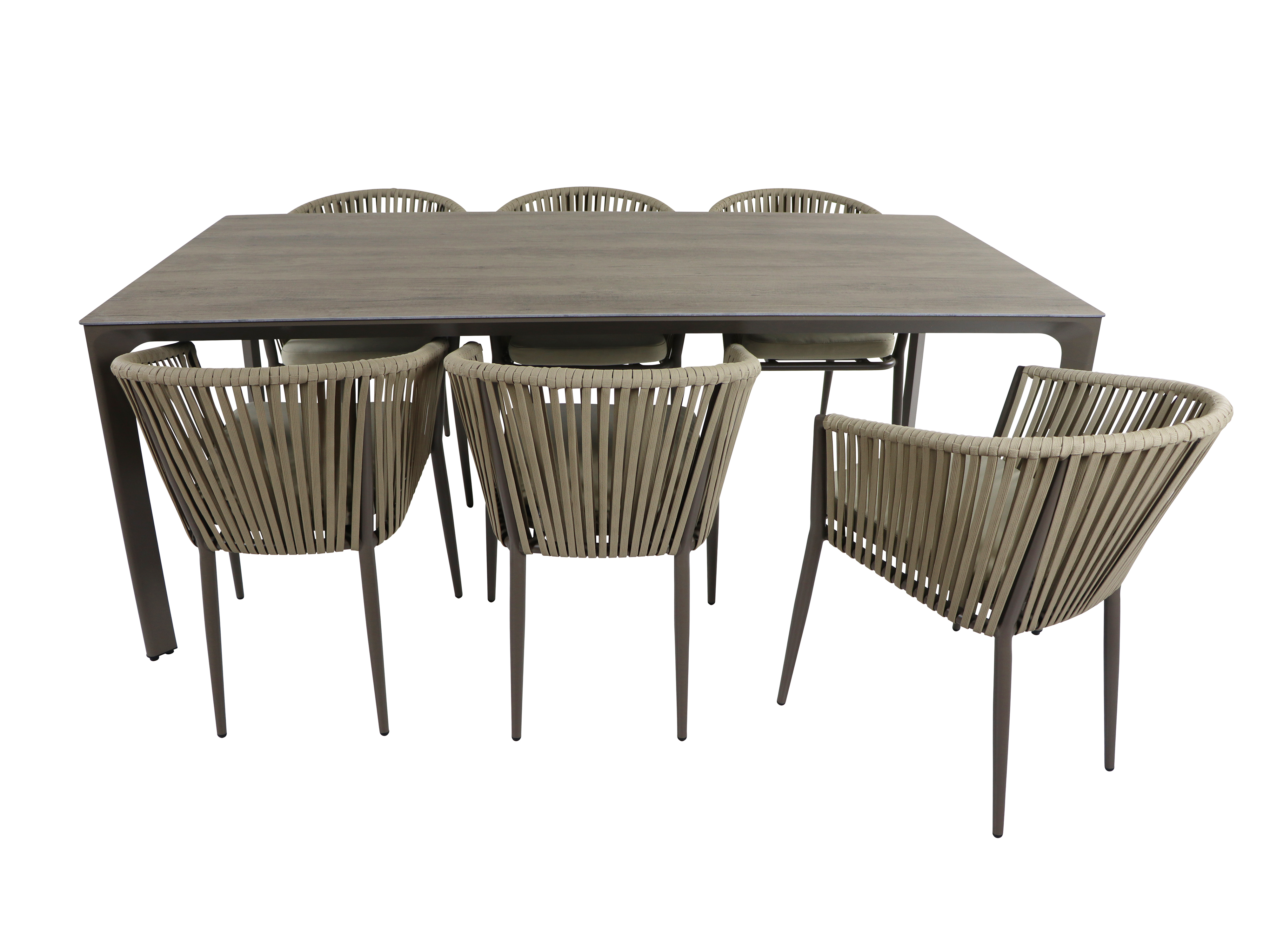 AXI Resi Garden Set with 6 Chairs Taupe with Wood-Look PSPC