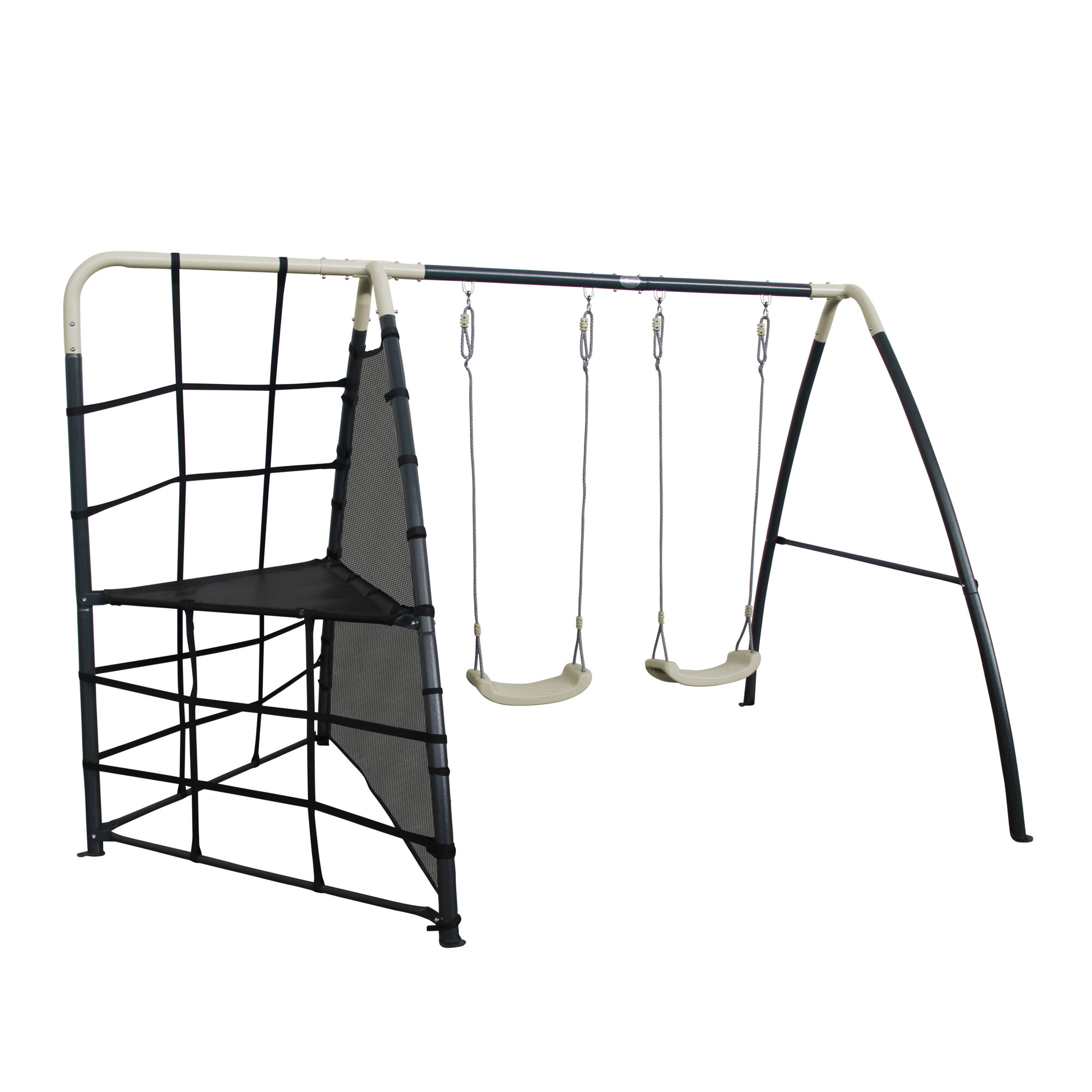 AXI Metal Climbing Frame with Double Swing Set - Anthracite/Cream