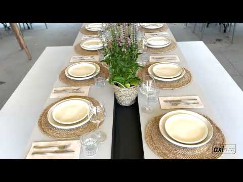 AXI Aaron Garden Set with 2 benches – Acacia wood / Limestone-look