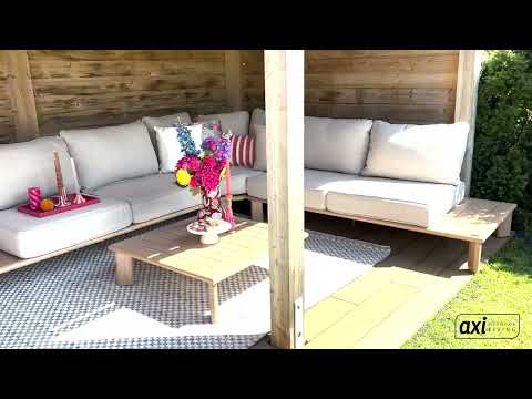 AXI Avery Lounge Set with Side Tables Wood-Look with Beige AXI Avery Lounge Set with Side Tables Wood-Look with Beige