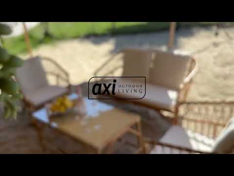 AXI Mary Rattan Lounge Set – 4-Piece with Sofa, Table, and 2 Chairs Natural/White