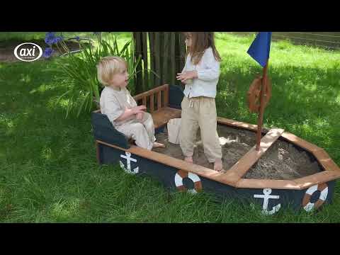 AXI Doris Boat Sandbox with storage bench - 153 x 90 x 100 cm - Anthracite/Brown AXI Doris Boat Sandbox with storage bench - 153 x 90 x 100 cm - Anthracite/Brown