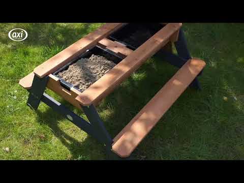 AXI Nick Sand & Water Picnic Table Anthracite/Brown - Umbrella Blue/White