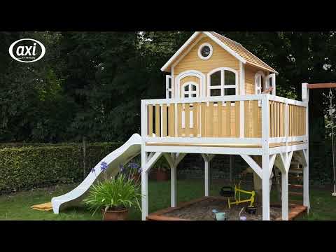 AXI Liam Playhouse with Double Swing Set Brown/White - White Slide